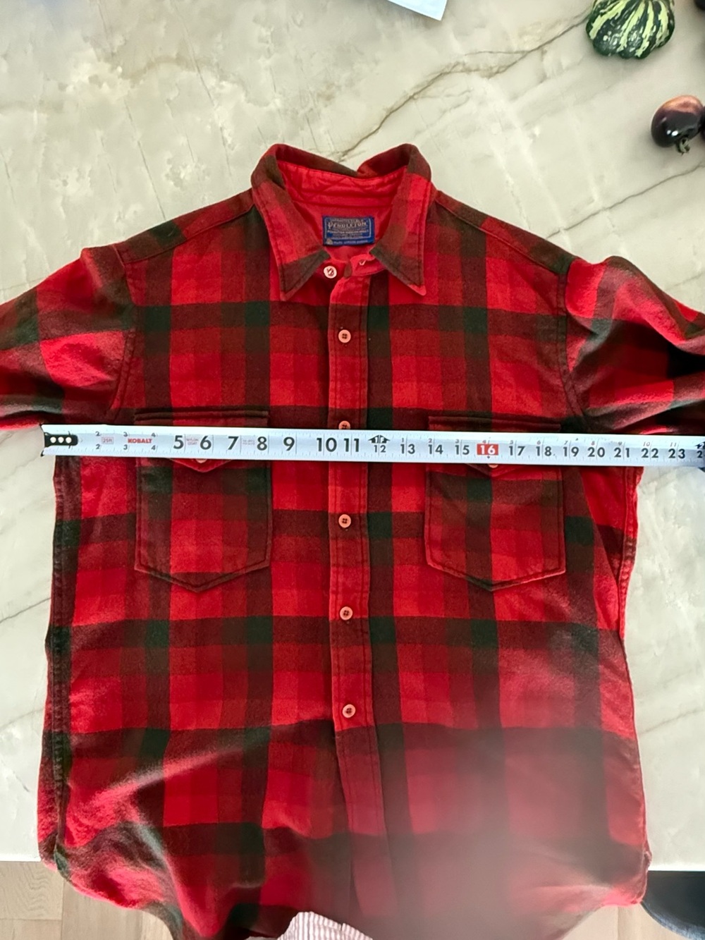 Rare - Vintage Pendleton Red and Black Plaid Wool Button-Down Shirt men’s - Picture 8 of 10